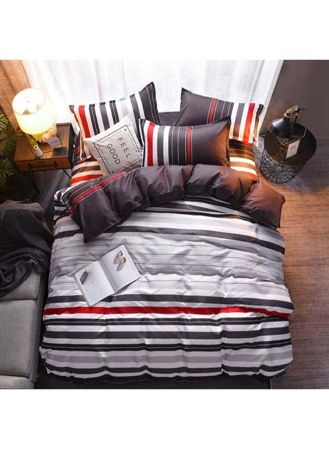 بيوينتي طقم مفرش سرير فاخر مقاس فردي من نسيج الجاكار وبنمط أوروبي، من 4 قطع بوليستر متعدد الألوان - Image 2