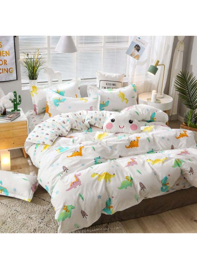 بيوينتي طقم مفرش سرير بتصميم ديناصور أدفنتشر من 4 قطع بوليستر أبيض - Image 2