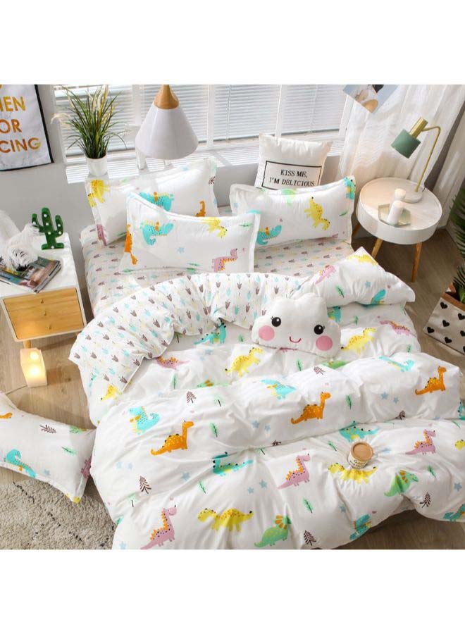 بيوينتي طقم مفرش سرير بتصميم ديناصور أدفنتشر من 4 قطع بوليستر أبيض - Image 3