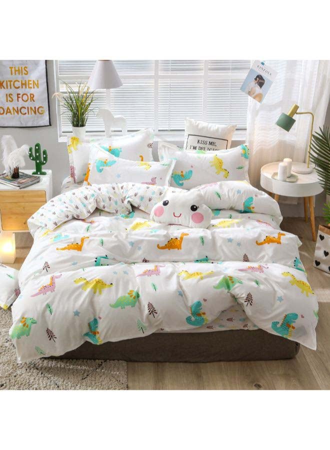 بيوينتي طقم مفرش سرير بتصميم ديناصور أدفنتشر من 4 قطع بوليستر أبيض - Image 1