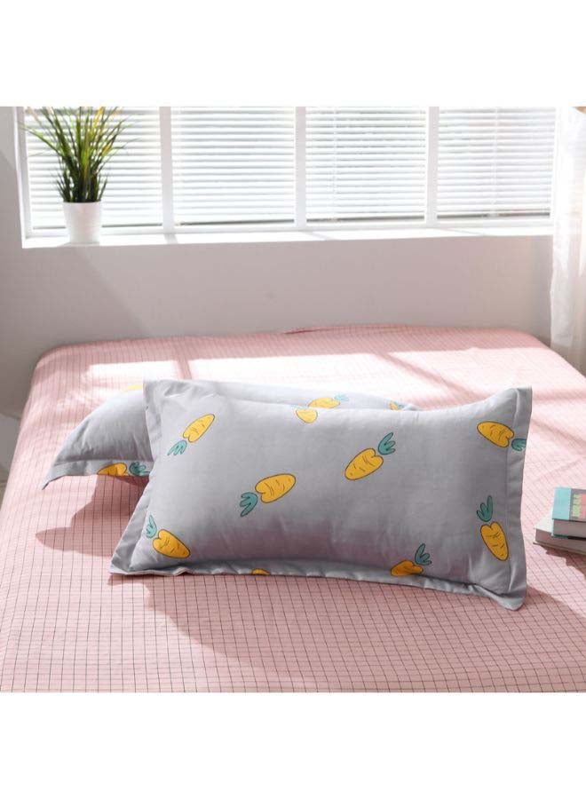 بيوينتي طقم غطاء لحاف شين تيان مزين بطبعة، من 4 قطع بوليستر رمادي/ أصفر/ أخضر - Image 5