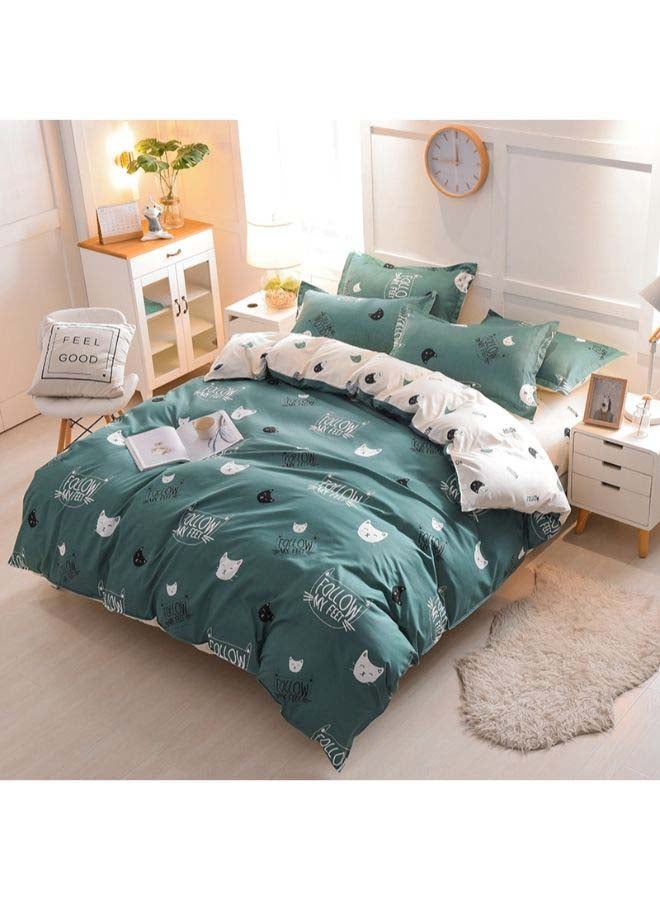 بيوينتي طقم مفرش سرير فاخر مقاس فردي من نسيج الجاكار وبنمط أوروبي، من 4 قطع بوليستر متعدد الألوان - Image 1