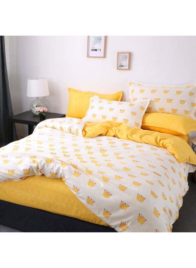 بيوينتي طقم مفرش سرير فاخر بتصميم أوروبي من نسيج جاكار مقاس فردي، 5 قطع بوليستر متعدد الألوان - Image 1