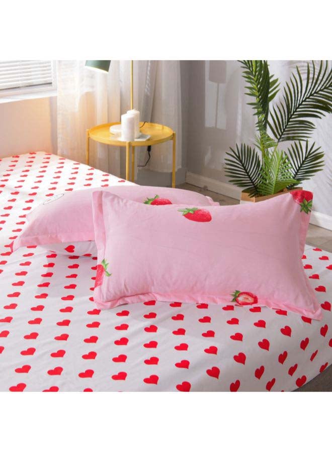 Beauenty 4-Piece Luxury Jacquard Duvet Cover Set Polyester Pink/White - Image 5