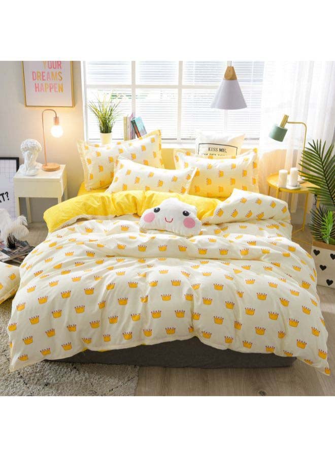 Beauenty 4-Piece Crown Duvet Cover Set Polyester Yellow - Image 1