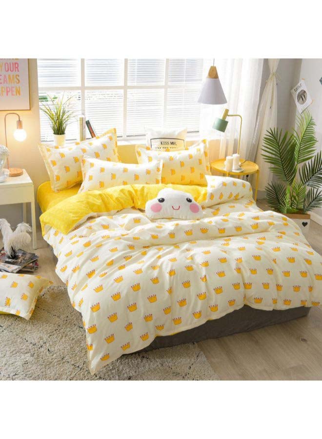Beauenty 4-Piece Crown Duvet Cover Set Polyester Yellow - Image 2