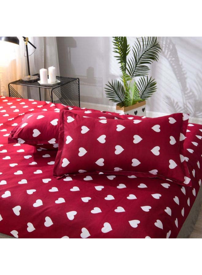 Beauenty 4-Piece Full Of Love Duvet Cover Set Polyester Maroon/Beige - Image 5