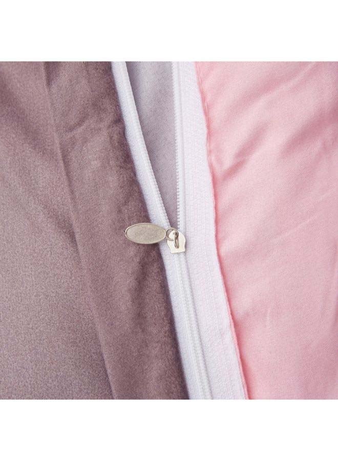 Beauenty 4-Piece Luxury Jacquard Duvet Cover Set Polyester Brown/Pink - Image 5