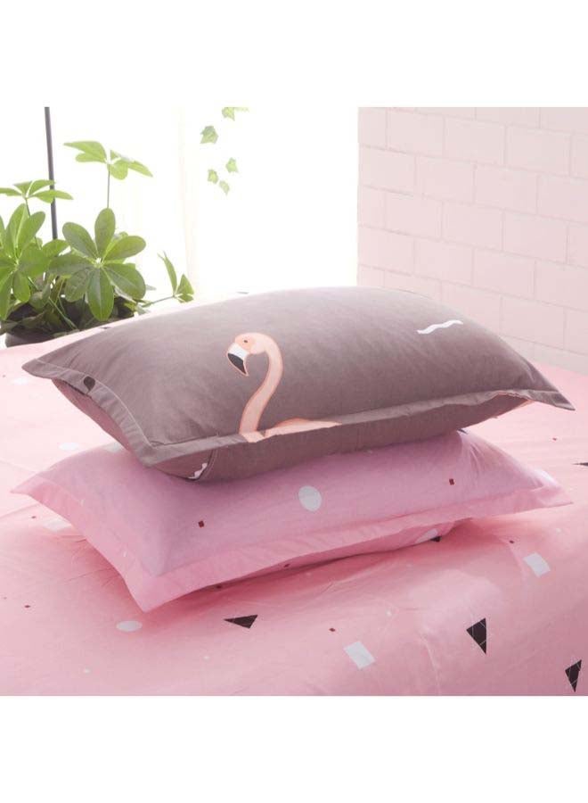 Beauenty 4-Piece Luxury Jacquard Duvet Cover Set Polyester Brown/Pink - Image 3