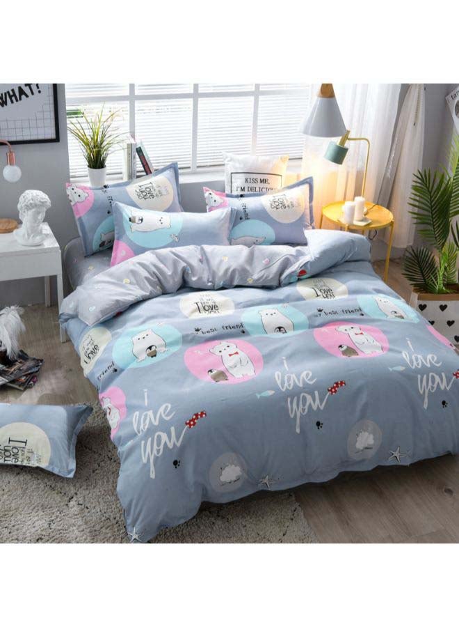 Beauenty 4-Piece Baby Bear Duvet Cover Set Polyester Blue - Image 2