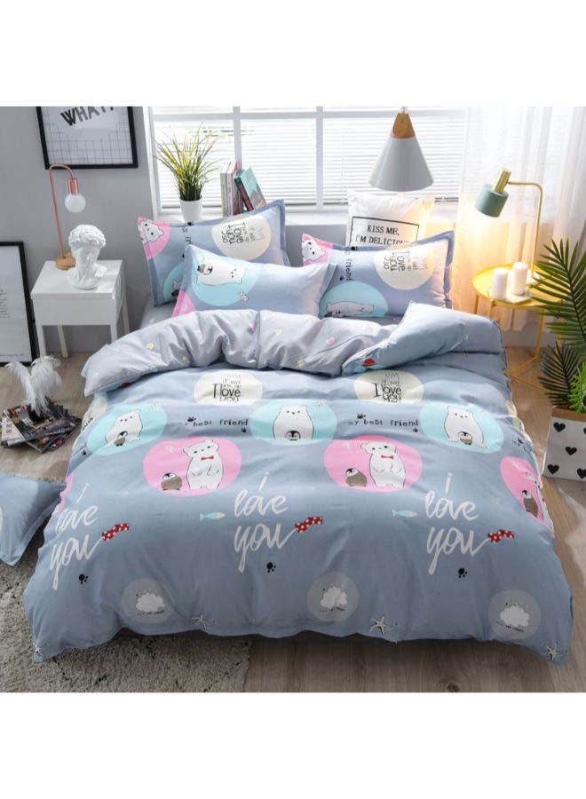Beauenty 4-Piece Baby Bear Duvet Cover Set Polyester Blue - Image 1