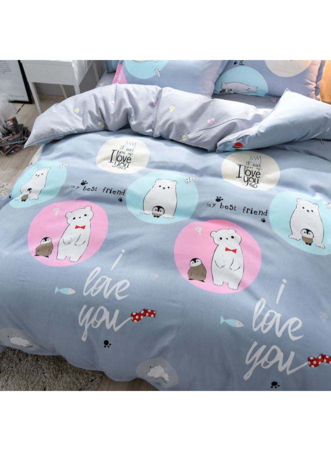 Beauenty 4-Piece Baby Bear Duvet Cover Set Polyester Blue - Image 3