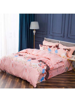 4-Piece Luxury Jacquard Duvet Cover Set Polyester Peach/Brown/white - v1587676710/N37399136A_1