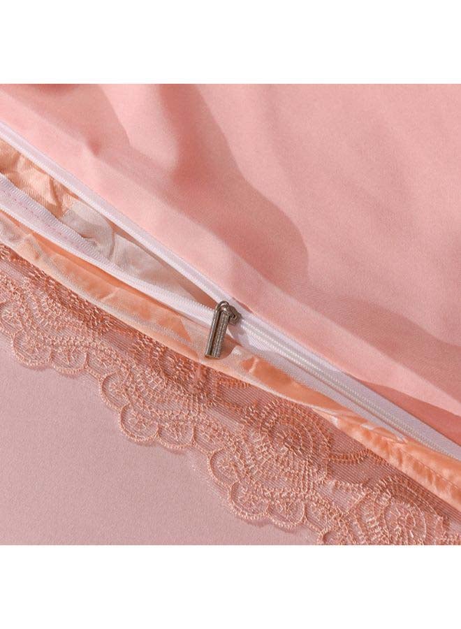 Beauenty 4-Piece Jacquard Duvet Cover Set Polyester Orange/White Jacquard Duvet Cover 180x220 Cm, Pillow Cases 48x74 Cm, Fitted Sheet 230x246cm - Image 2