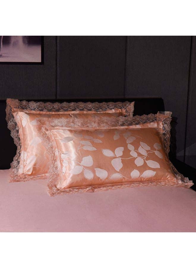 Beauenty 4-Piece Jacquard Duvet Cover Set Polyester Orange/White Jacquard Duvet Cover 180x220 Cm, Pillow Cases 48x74 Cm, Fitted Sheet 230x246cm - Image 5