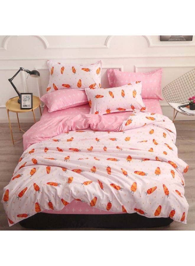 Beauenty 6-Piece European Style Duvet Cover Set Polyester Pink/White/Red - Image 1