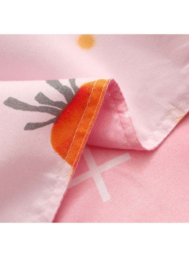 بيوينتي طقم غطاء ألحفة من الجاكار الفاخر مكون من 4 قطع بوليستر وردي/أبيض - Image 5