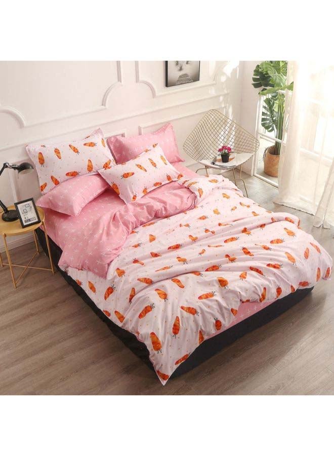 Beauenty 6-Piece European Style Duvet Cover Set Polyester Pink/White/Red - Image 4
