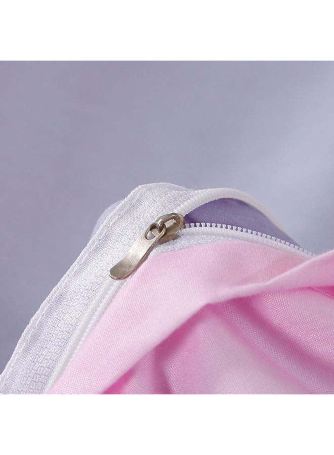 بيوينتي طقم مفرش سرير فاخر مقاس فردي من نسيج الجاكار وبنمط أوروبي، من 4 قطع بوليستر وردي - Image 2