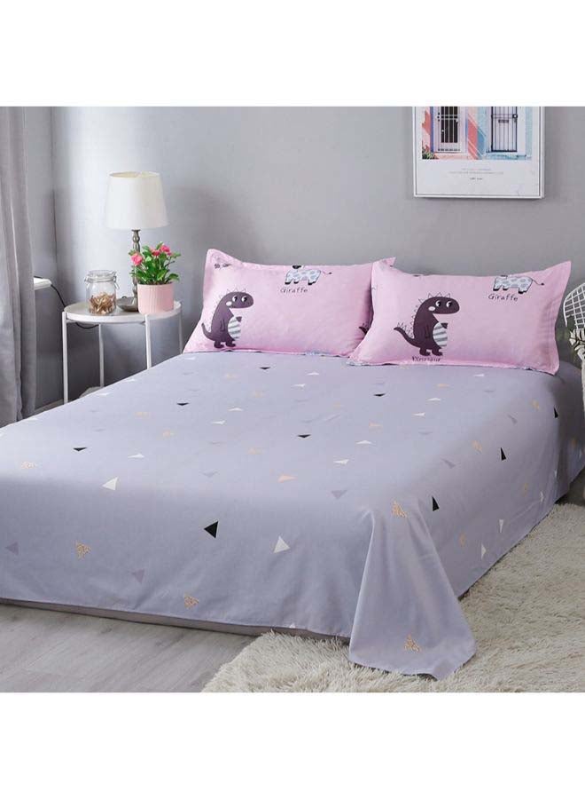 بيوينتي طقم مفرش سرير فاخر مقاس فردي من نسيج الجاكار وبنمط أوروبي، من 4 قطع بوليستر وردي - Image 3