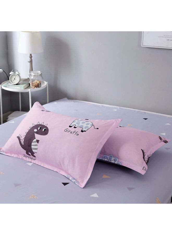 بيوينتي طقم مفرش سرير فاخر مقاس فردي من نسيج الجاكار وبنمط أوروبي، من 4 قطع بوليستر وردي - Image 4