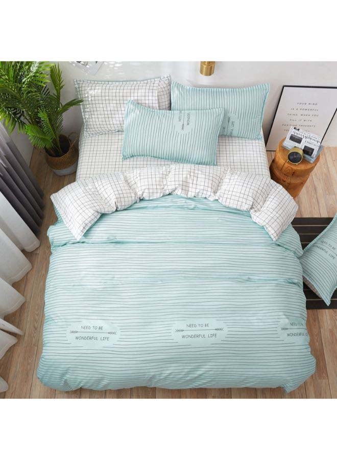 Beauenty 4-Piece European Style Jacquard Duvet Cover Set Polyester Blue/White - Image 1