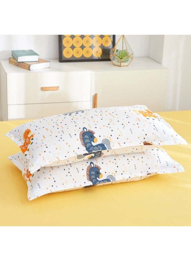 Beauenty 4-Piece Printed Duvet Set Polyester White/Yellow - Image 3