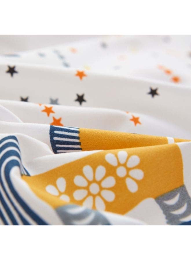 Beauenty 4-Piece Printed Duvet Set Polyester White/Yellow - Image 4