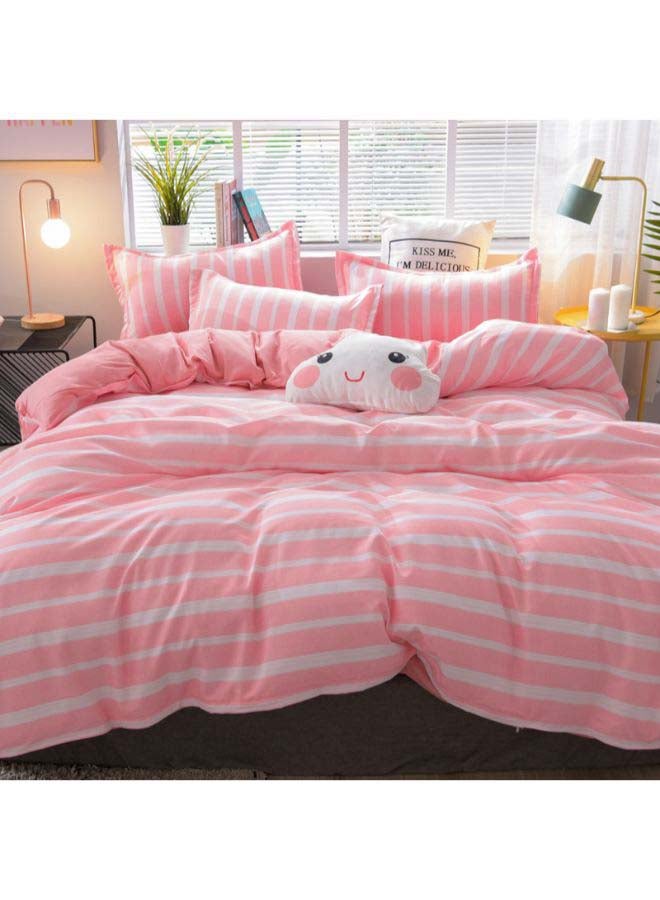 Beauenty 4-Piece Simple Life Bedding Set Polyester Pink - Image 4