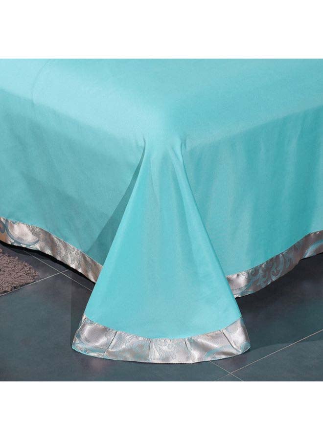 بيوينتي طقم غطاء لحاف من قماش الجاكارد، 4 قطع مختلط أزرق/بني Jacquard Duvet Cover 200x230 cm, Pillowcases 48x74 cm, Fitted Sheet 230x271سم - Image 4