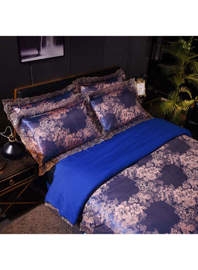 Beauenty 4-Piece Duvet Cover Set Polyester Blue/Pink Duvet Cover 180x220 Cm, Pillowcases 48x74 Cm, Fitted Sheet 230x256cm - Image 4