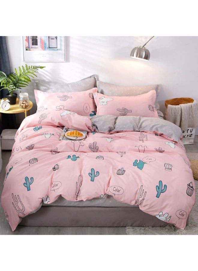 Beauenty 4-Piece European Style Luxury Jacquard Single Bedding Set Polyester Pink - Image 1
