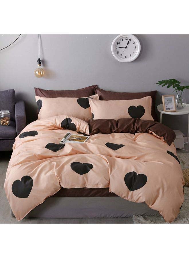 Beauenty 4-Piece European Style Luxury Jacquard Single Duvet Cover Set Polyester Beige/Black - Image 1