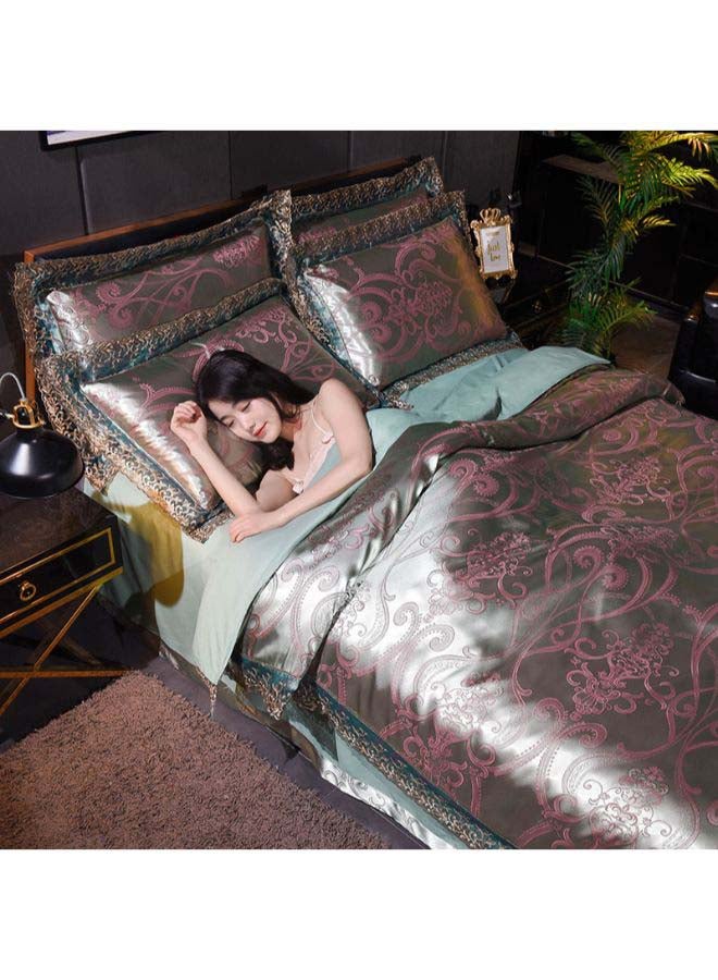 بيوينتي طقم ألحفة مكوّن من 4 قطع مختلط أخضر/فضي Duvet Cover 220x240 cm, Pillowcases 48x74 cm, Fitted Sheet 230x279سم - Image 1