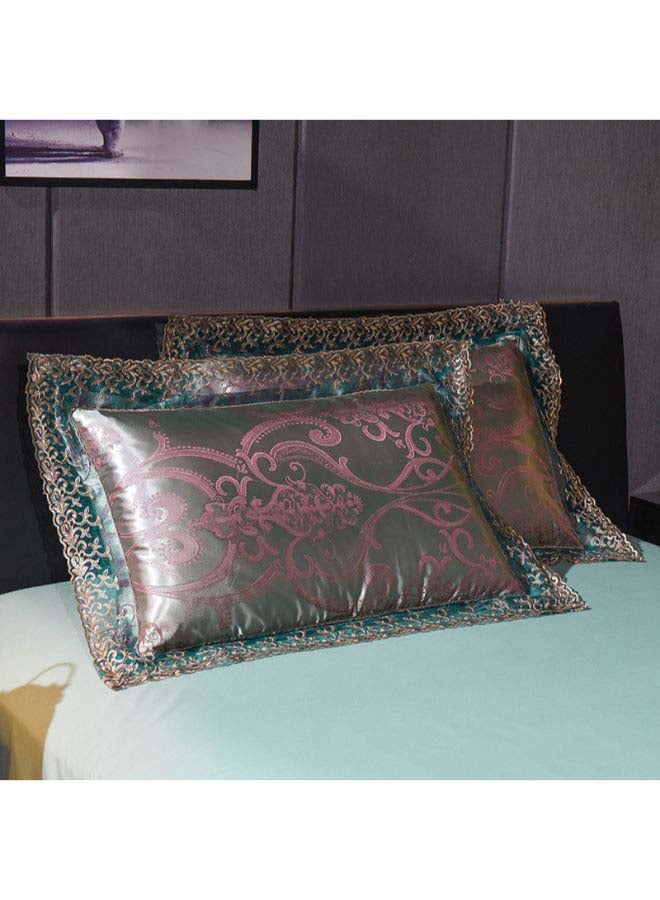 بيوينتي طقم ألحفة مكوّن من 4 قطع مختلط أخضر/فضي Duvet Cover 220x240 cm, Pillowcases 48x74 cm, Fitted Sheet 230x279سم - Image 3