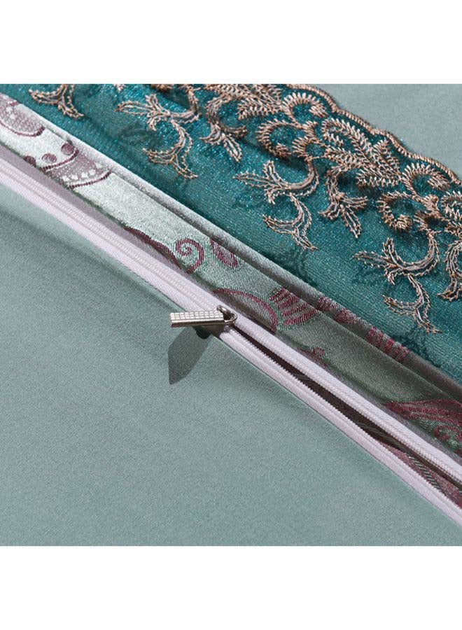 بيوينتي طقم ألحفة مكوّن من 4 قطع مختلط أخضر/فضي Duvet Cover 220x240 cm, Pillowcases 48x74 cm, Fitted Sheet 230x279سم - Image 4