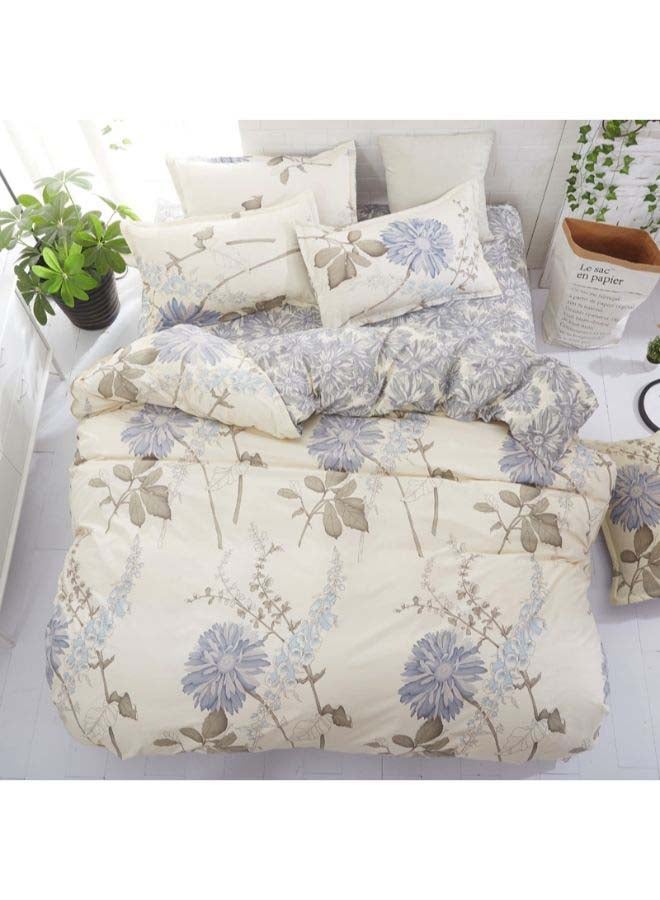 بيوينتي طقم أغطية لحاف فاخر مكون من 4 قطع بوليستر بيج / الأزرق - Image 1