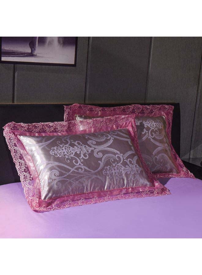 بيوينتي طقم ألحفة مكوّن من 4 قطع بوليستر أرجواني Duvet Cover 180x220 Cm, Pillowcases 48x74 Cm , Fitted Sheet 230x260سم - Image 4