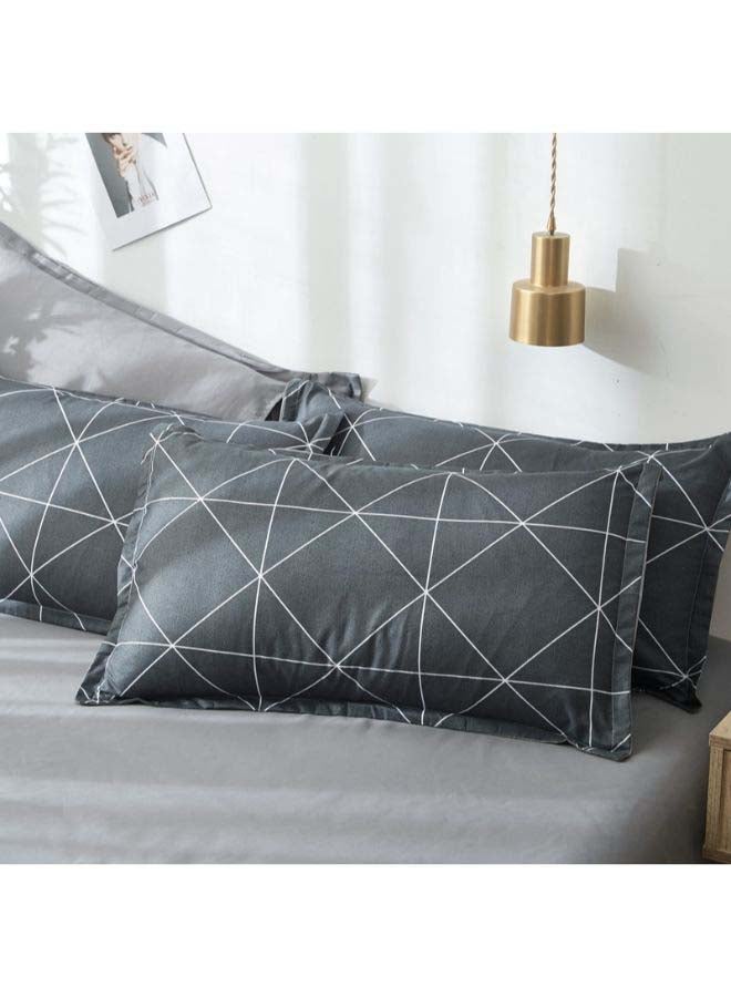 بيوينتي طقم مفرش سرير فاخر مقاس فردي من نسيج الجاكار وبنمط أوروبي، من 4 قطع بوليستر رمادي - Image 3