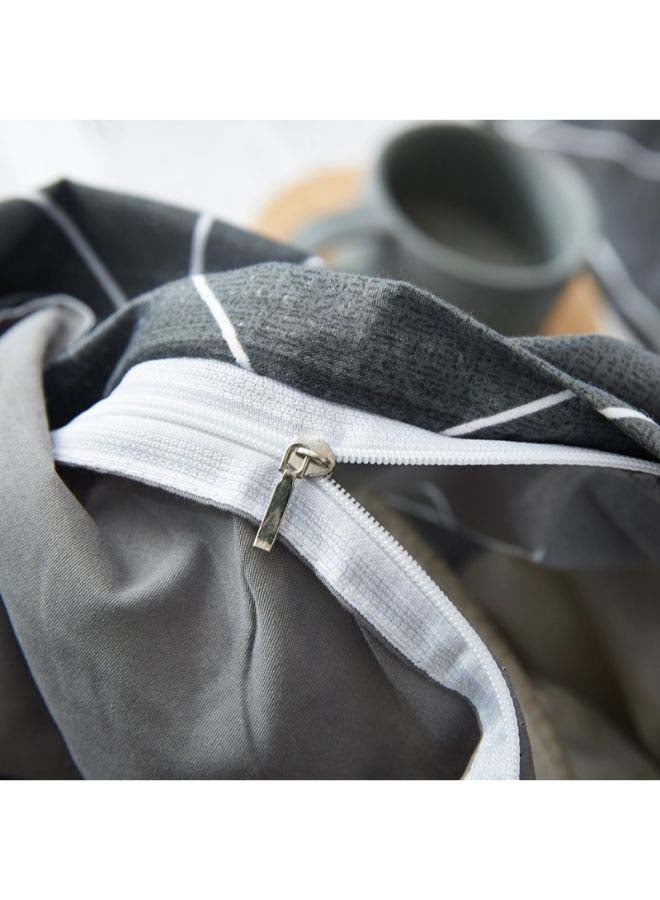 بيوينتي طقم مفرش سرير فاخر مقاس فردي من نسيج الجاكار وبنمط أوروبي، من 4 قطع بوليستر رمادي - Image 5