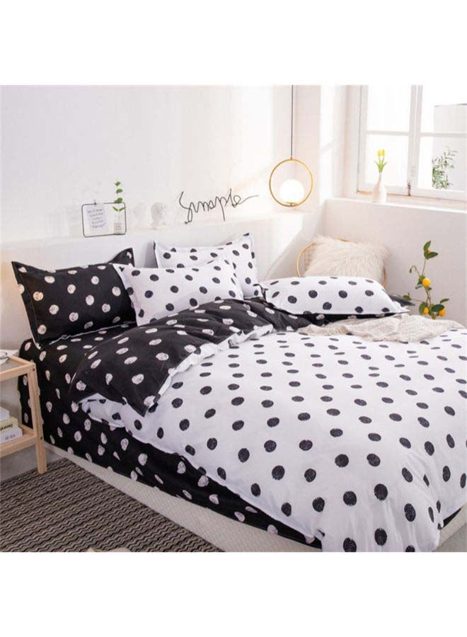 Beauenty 4-Piece European Style Polka Dot Printed Duvet Cover Set Polyester Black/White - Image 2