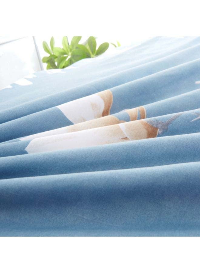 بيوينتي طقم غطاء لحاف بنمط أوروبي، من 4 قطع بوليستر أزرق/أبيض/أصفر - Image 4