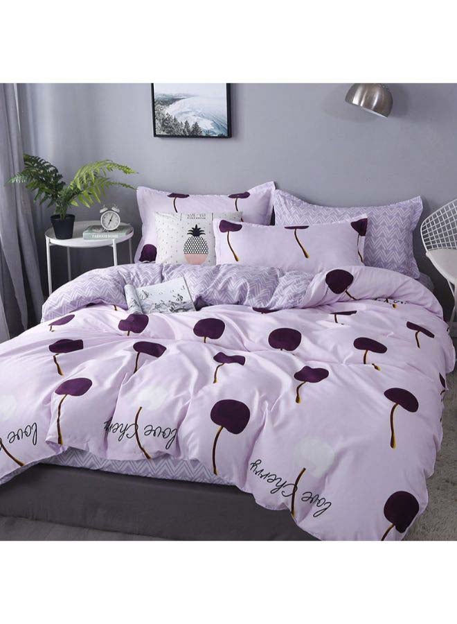 بيوينتي طقم غطاء لحاف بنمط أوروبي، من 6 قطع بوليستر وردي / بنفسجي / أبيض - Image 1