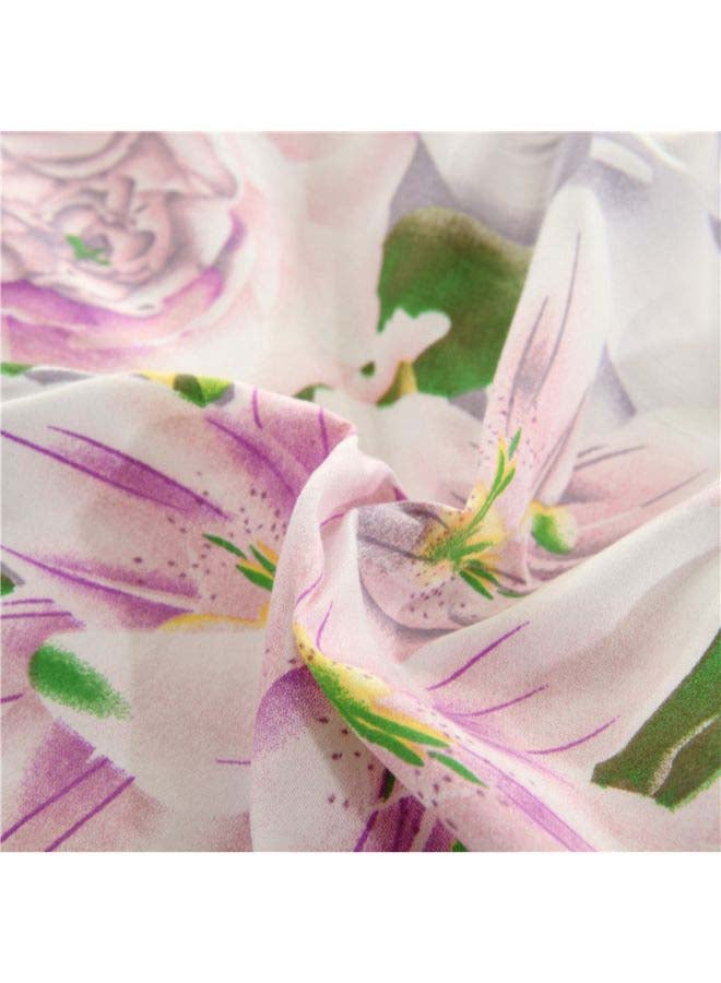 بيوينتي طقم غطاء ألحفة من الجاكار الفاخر مكون من 4 قطع بوليستر أرجواني/أسود/أبيض - Image 3