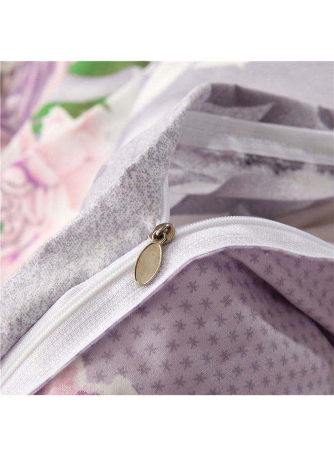 بيوينتي طقم غطاء ألحفة من الجاكار الفاخر مكون من 4 قطع بوليستر أرجواني/أسود/أبيض - Image 4