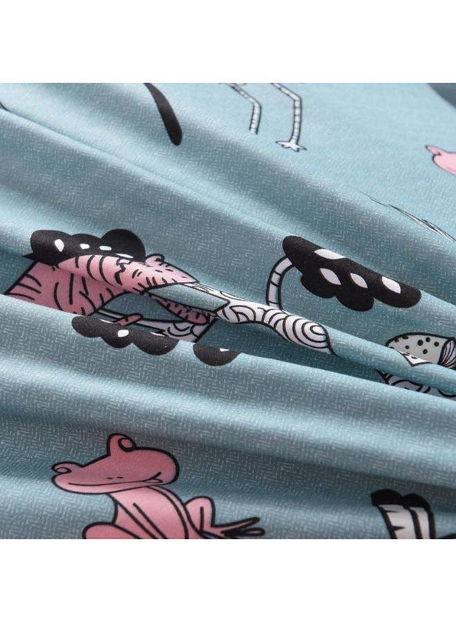 Beauenty 4-Piece European Style Animal Printed Duvet Cover Set Polyester Green/White/Pink - Image 5