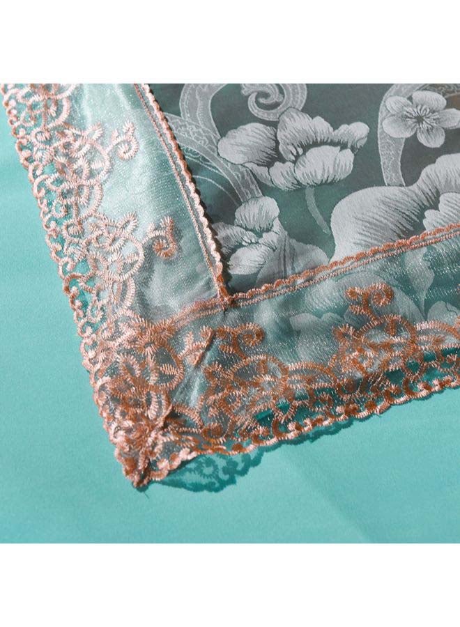 بيوينتي طقم ألحفة مكوّن من 4 قطع بوليستر أزرق/أبيض/ذهبي Duvet Cover 220x240 Cm, Pillowcases 48x74 Cm, Fitted Sheet 230x282 - Image 2