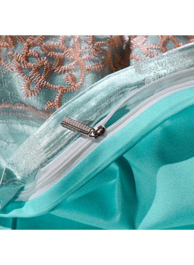 بيوينتي طقم ألحفة مكوّن من 4 قطع بوليستر أزرق/أبيض/ذهبي Duvet Cover 220x240 Cm, Pillowcases 48x74 Cm, Fitted Sheet 230x282 - Image 5