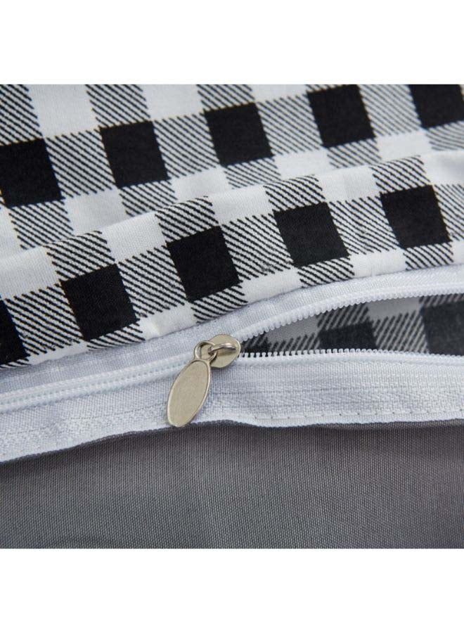 بيوينتي طقم غطاء ألحفة من الجاكار الفاخر مكون من 4 قطع بوليستر أسود/ رمادي/ أبيض - Image 5