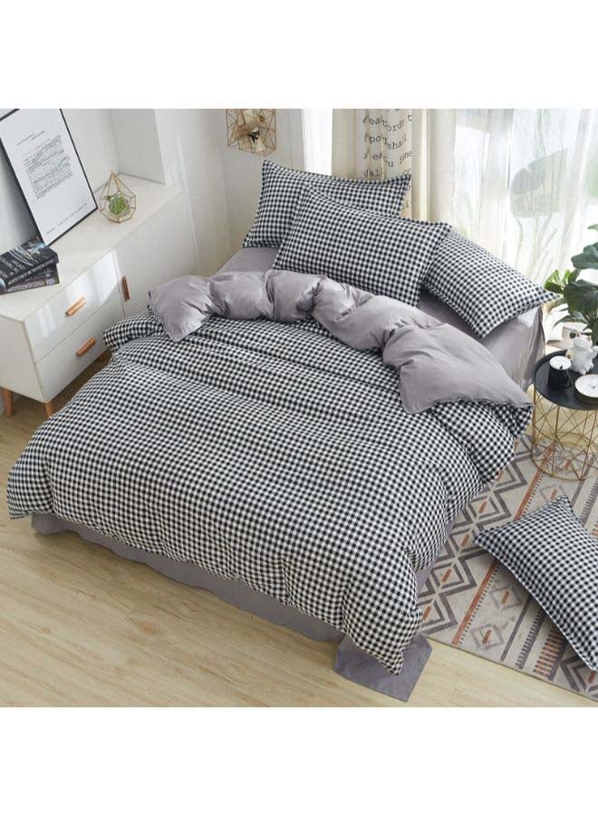 Beauenty 4-Piece Luxury Jacquard Duvet Cover Set Polyester Black/white - Image 2